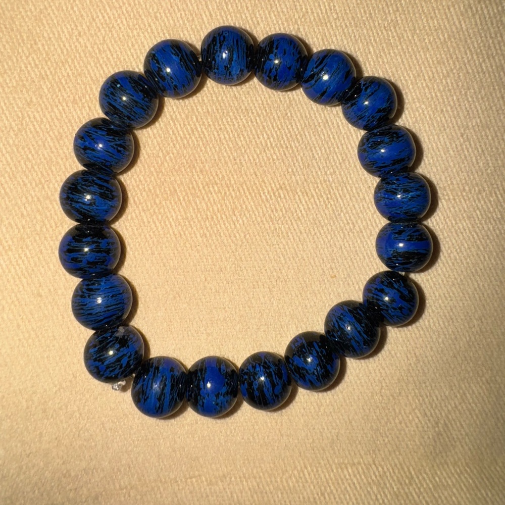 Blue and Black Beaded Bracelet